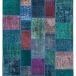 Patchwork Mavi Pamuk Üzerine Yün El Dokuma Kilim-200x295