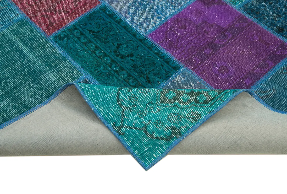 Patchwork Mavi Pamuk Üzerine Yün El Dokuma Kilim-200x295 - Görsel 6