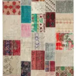 Patchwork Multi Pamuk Üzerine Yün El Dokuma Kilim-204x296