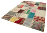 Patchwork Multi Pamuk Üzerine Yün El Dokuma Kilim-204x296 - Görsel 3