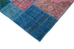 Patchwork Mavi Pamuk Üzerine Yün El Dokuma Kilim-202x300 - Görsel 4