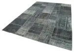 Patchwork Gri Pamuk Üzerine Yün El Dokuma Kilim-205x303 - Görsel 3