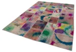 Patchwork Multi Pamuk Üzerine Yün El Dokuma Kilim-203x297 - Görsel 3