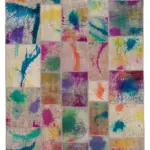 Patchwork Multi Pamuk Üzerine Yün El Dokuma Kilim-206x302