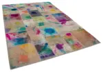 Patchwork Multi Pamuk Üzerine Yün El Dokuma Kilim-206x305 - Görsel 2