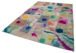 Patchwork Multi Pamuk Üzerine Yün El Dokuma Kilim-206x305 - Görsel 3