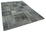 Patchwork Gri Pamuk Üzerine Yün El Dokuma Kilim-205x302 - Görsel 2