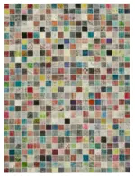 Patchwork Multi Pamuk Üzerine Yün El Dokuma Kilim-300x408