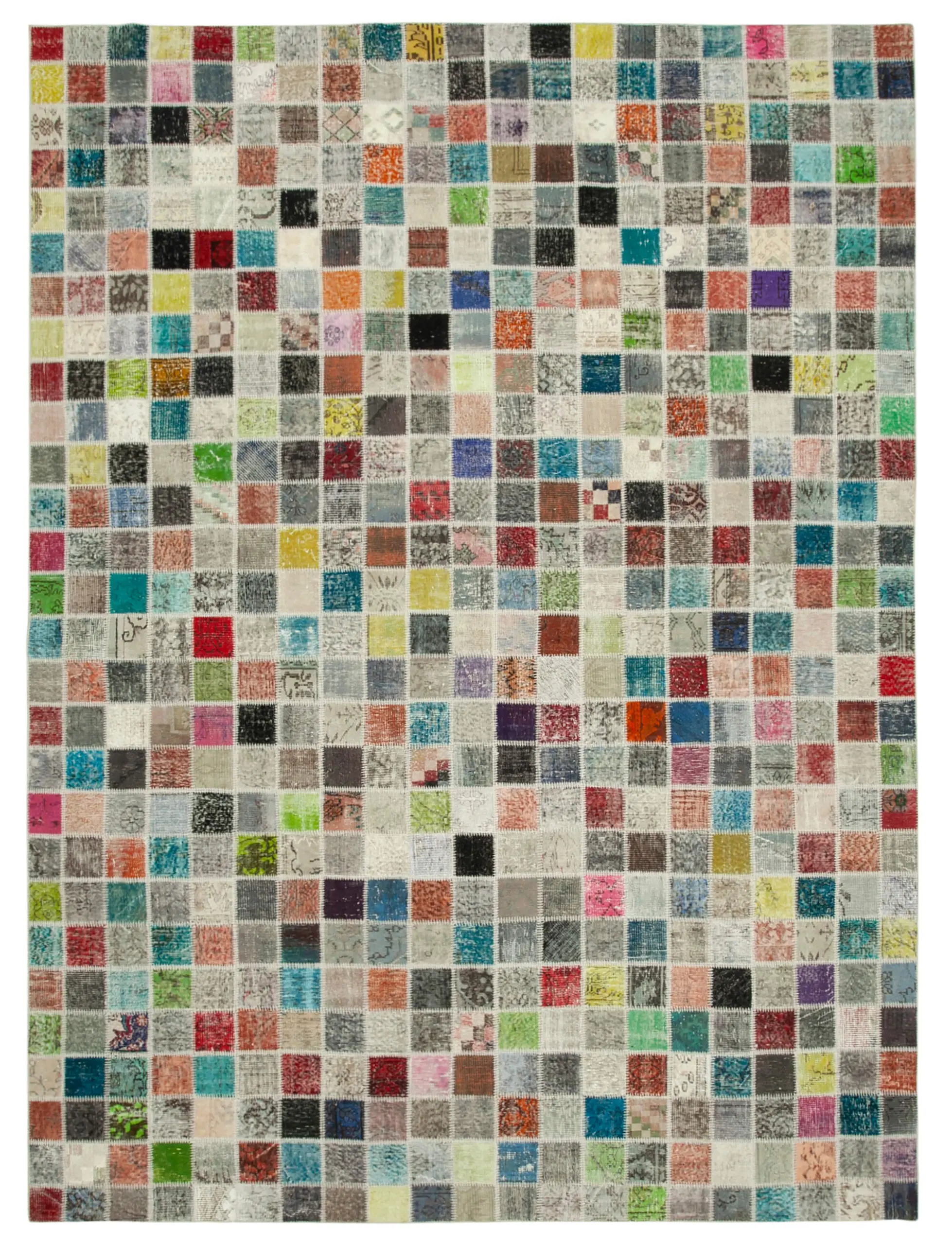 Patchwork Multi Pamuk Üzerine Yün El Dokuma Kilim-300x408 - Görsel 1