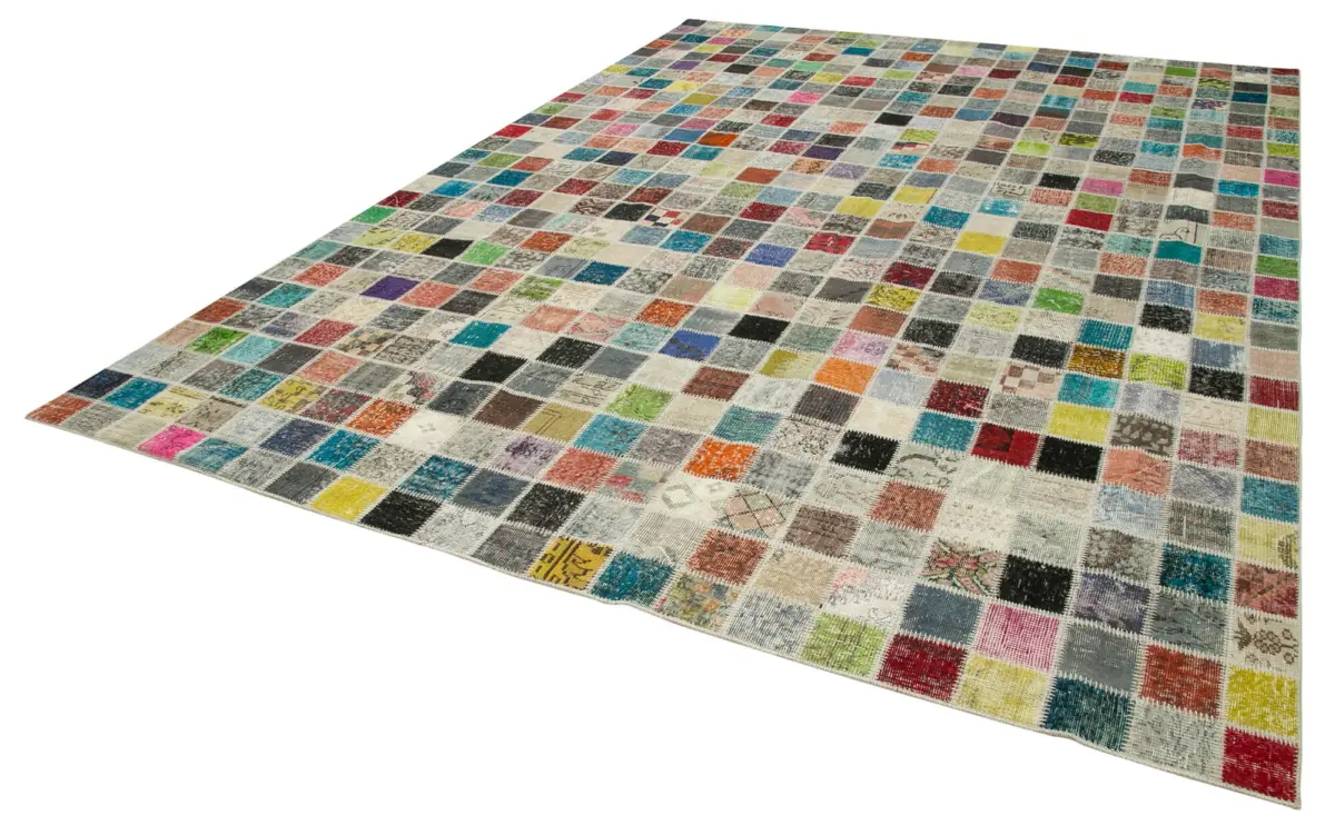 Patchwork Multi Pamuk Üzerine Yün El Dokuma Kilim-300x408 - Görsel 3