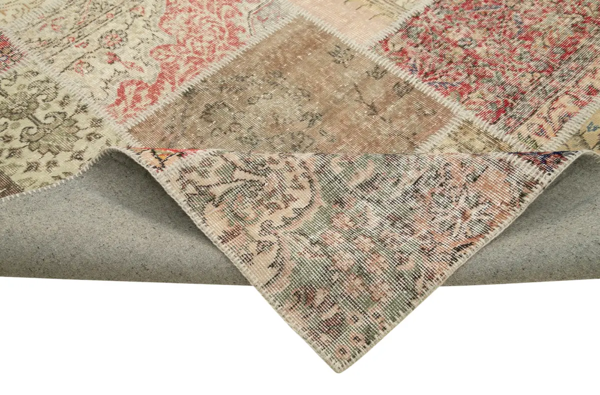 Patchwork Bej Pamuk Üzerine Yün El Dokuma Kilim-303x403 - Görsel 6
