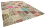 Patchwork Bej Pamuk Üzerine Yün El Dokuma Kilim-303x402 - Görsel 2