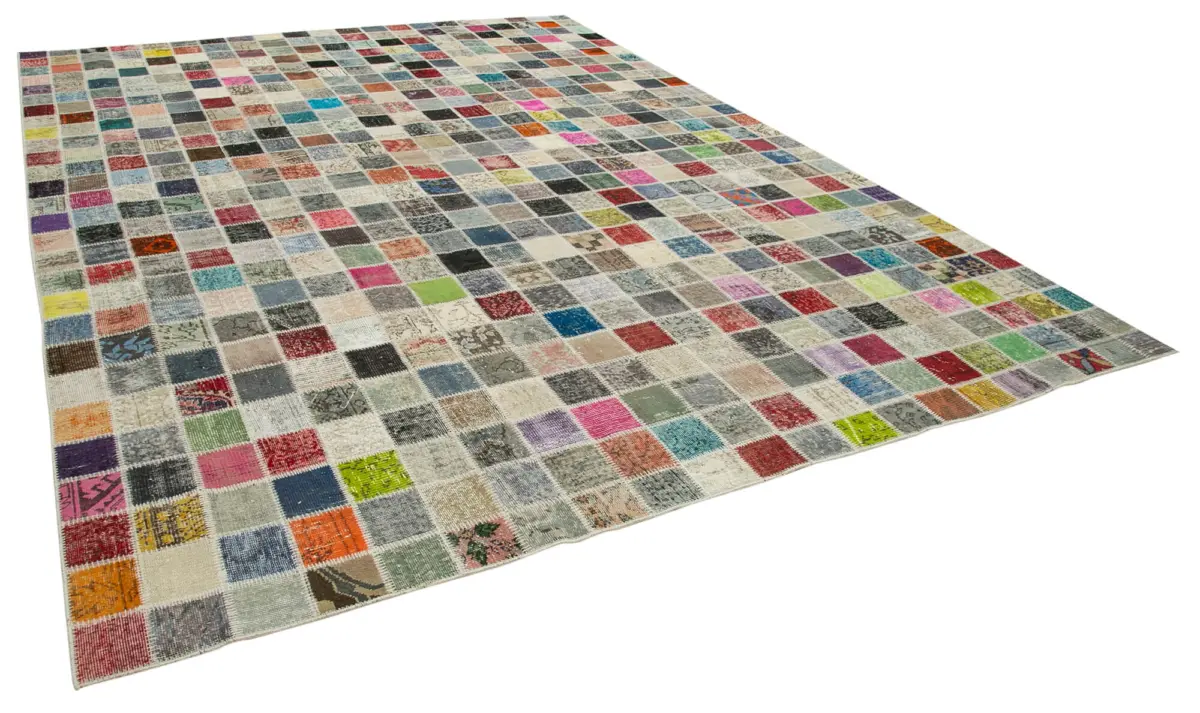 Patchwork Multi Pamuk Üzerine Yün El Dokuma Kilim-300x403 - Görsel 2