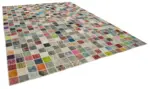 Patchwork Multi Pamuk Üzerine Yün El Dokuma Kilim-300x403 - Görsel 2