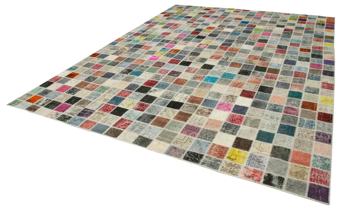 Patchwork Multi Pamuk Üzerine Yün El Dokuma Kilim-300x403 - Görsel 3