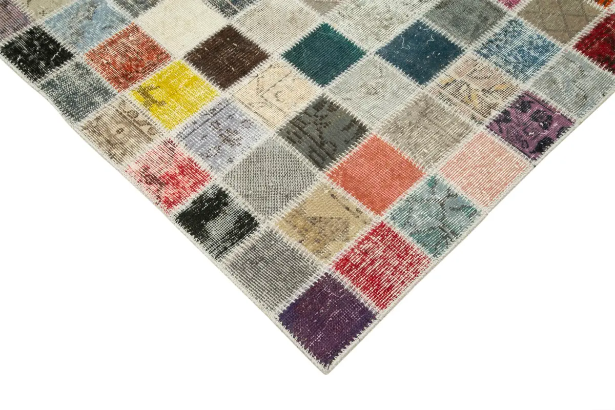 Patchwork Multi Pamuk Üzerine Yün El Dokuma Kilim-300x403 - Görsel 4