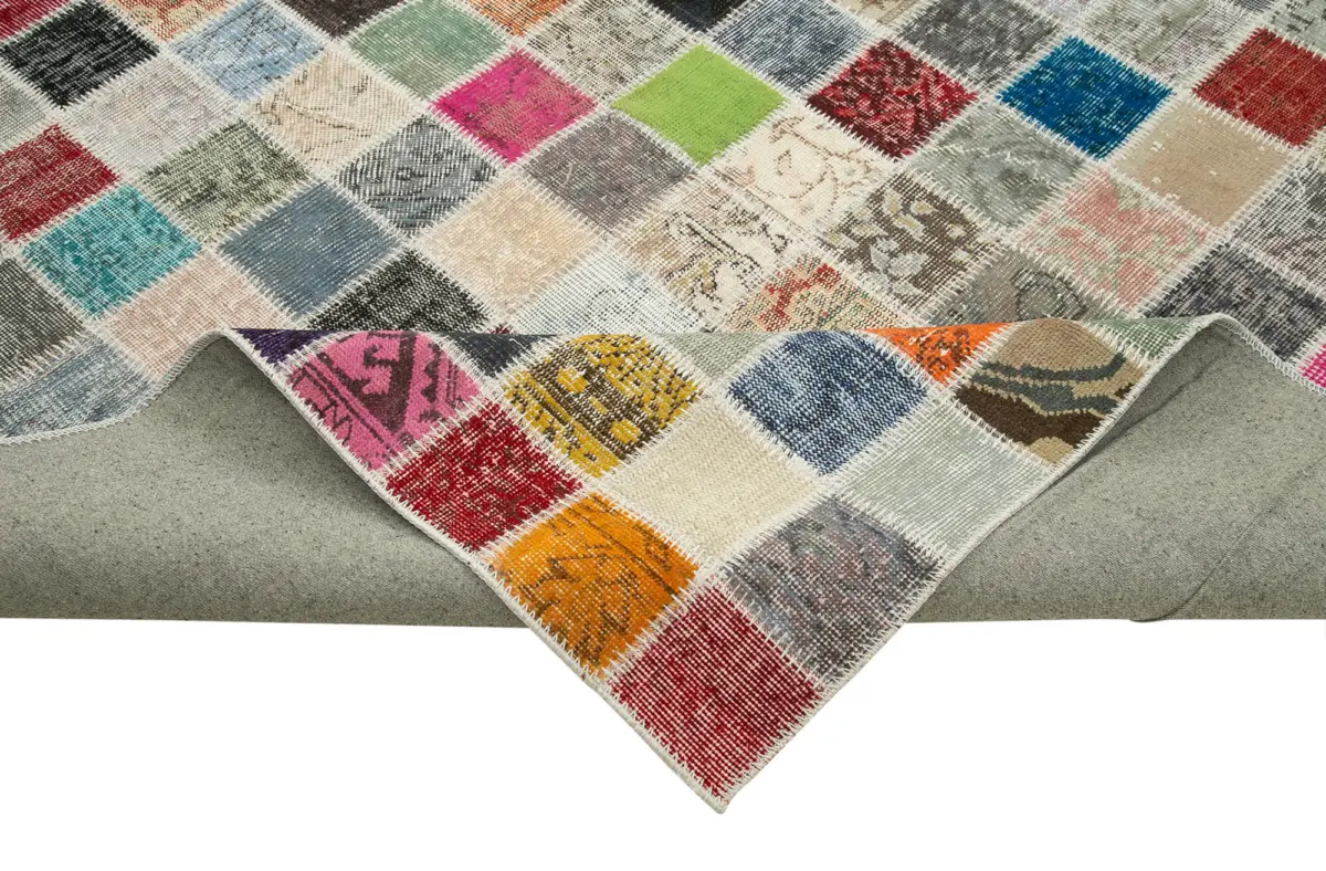 Patchwork Multi Pamuk Üzerine Yün El Dokuma Kilim-300x403 - Görsel 6