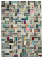 Patchwork Multi Pamuk Üzerine Yün El Dokuma Kilim-294x412