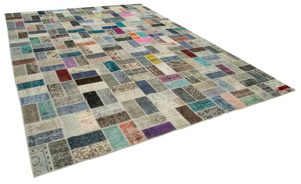 Patchwork Multi Pamuk Üzerine Yün El Dokuma Kilim-294x412 - Görsel 2
