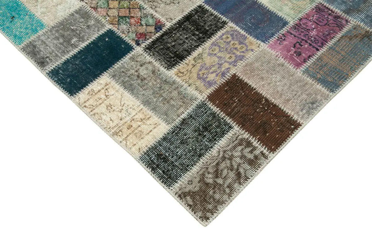 Patchwork Multi Pamuk Üzerine Yün El Dokuma Kilim-294x412 - Görsel 4