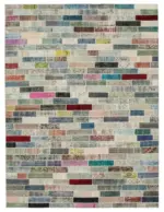 Patchwork Multi Pamuk Üzerine Yün El Dokuma Kilim-300x407