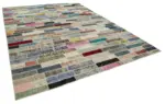 Patchwork Multi Pamuk Üzerine Yün El Dokuma Kilim-300x407 - Görsel 2
