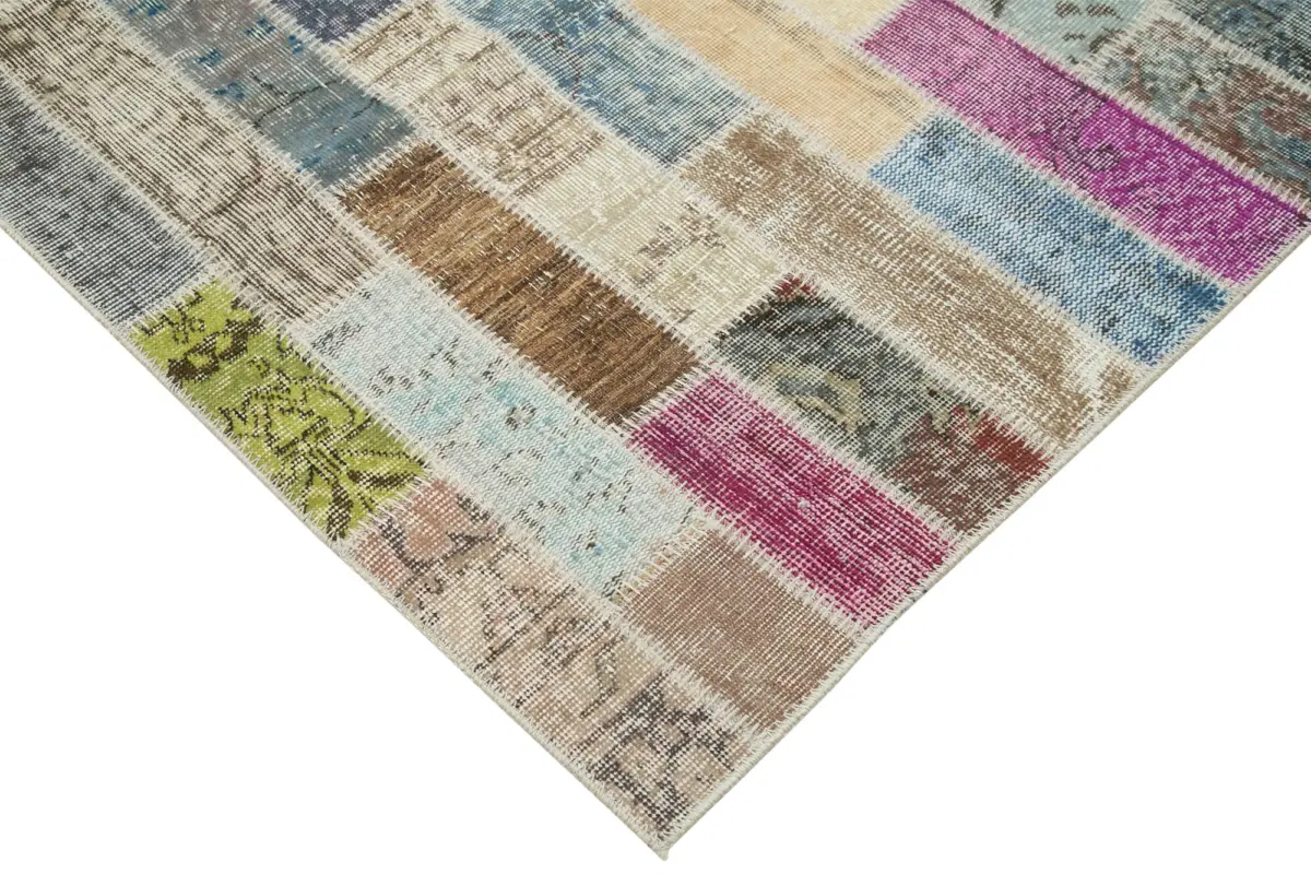 Patchwork Multi Pamuk Üzerine Yün El Dokuma Kilim-300x407 - Görsel 4