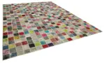 Patchwork Multi Pamuk Üzerine Yün El Dokuma Kilim-300x400 - Görsel 2