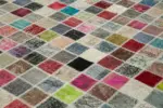 Patchwork Multi Pamuk Üzerine Yün El Dokuma Kilim-300x400 - Görsel 5