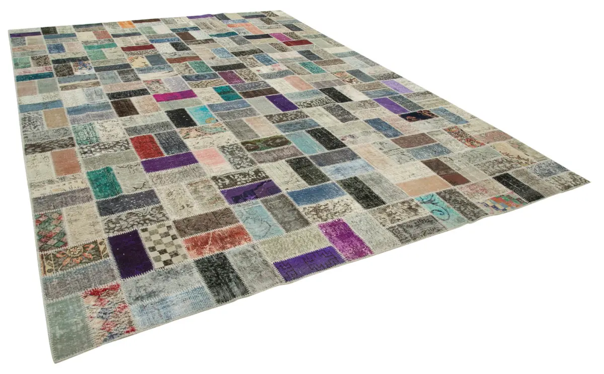 Patchwork Multi Pamuk Üzerine Yün El Dokuma Kilim-297x414 - Görsel 2