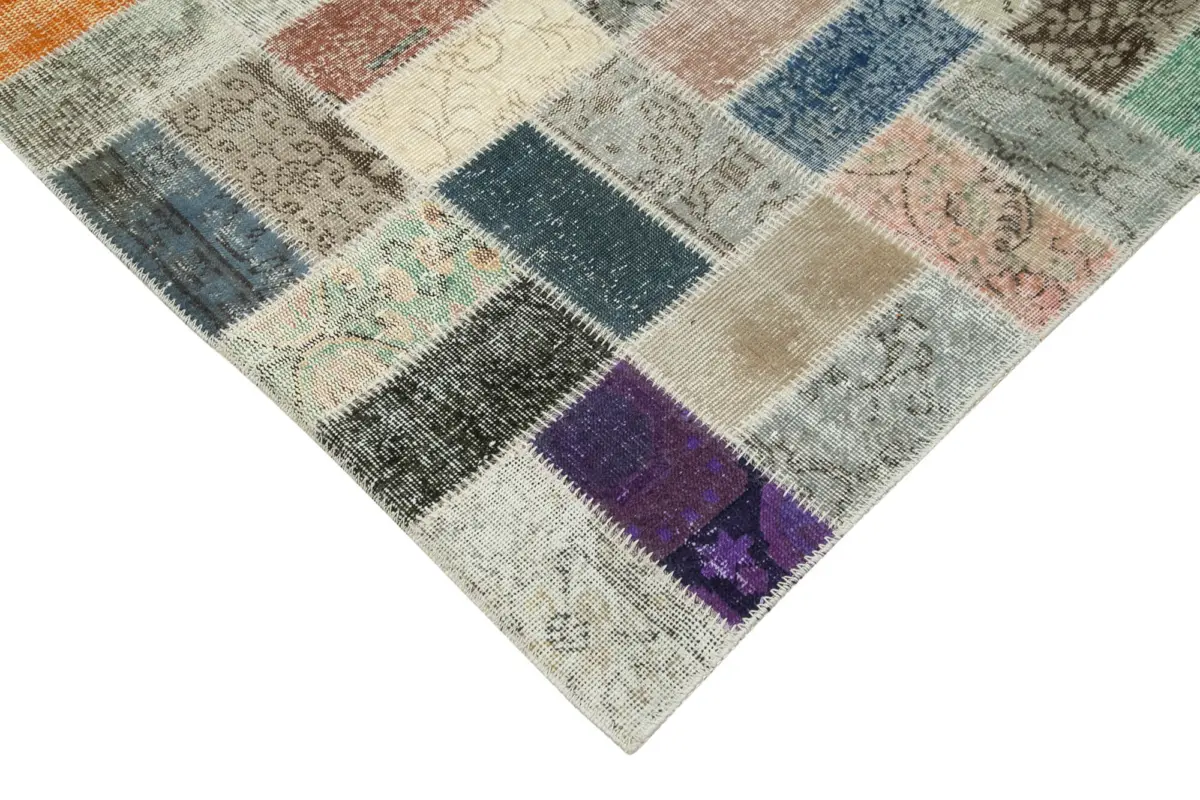 Patchwork Multi Pamuk Üzerine Yün El Dokuma Kilim-297x414 - Görsel 4