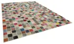 Patchwork Multi Pamuk Üzerine Yün El Dokuma Kilim-300x400 - Görsel 2