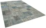 Patchwork Mavi Pamuk Üzerine Yün El Dokuma Kilim-250x350 - Görsel 2