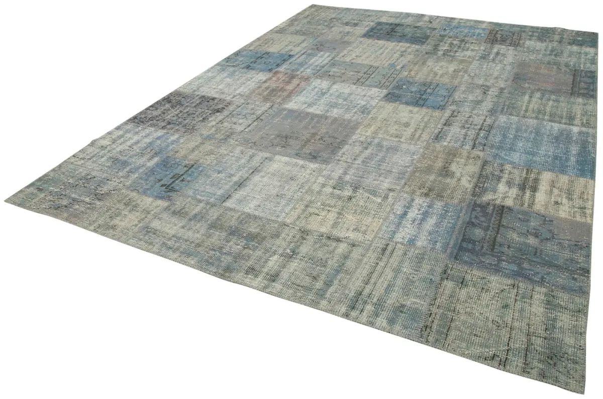 Patchwork Mavi Pamuk Üzerine Yün El Dokuma Kilim-250x350 - Görsel 3