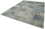 Patchwork Mavi Pamuk Üzerine Yün El Dokuma Kilim-250x350 - Görsel 3