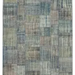 Patchwork Mavi Pamuk Üzerine Yün El Dokuma Kilim-240x333