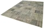 Patchwork Gri Pamuk Üzerine Yün El Dokuma Kilim-250x350 - Görsel 3