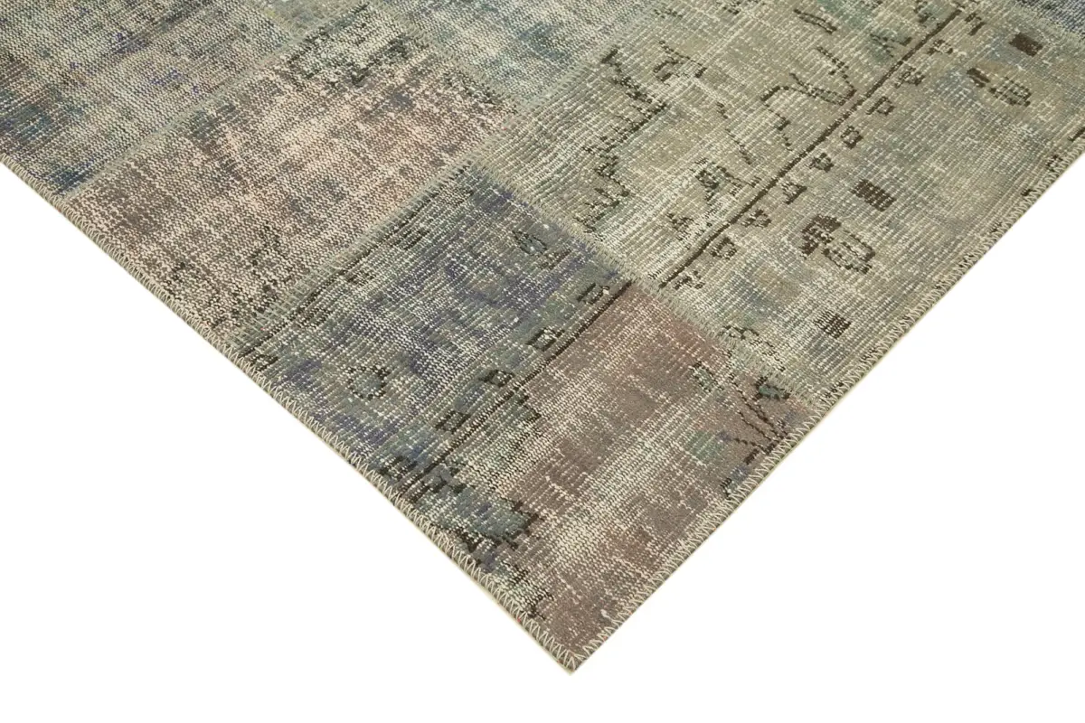Patchwork Gri Pamuk Üzerine Yün El Dokuma Kilim-250x350 - Görsel 4