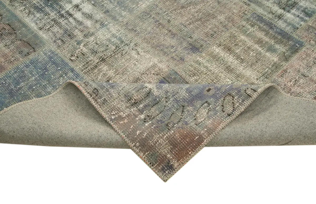 Patchwork Gri Pamuk Üzerine Yün El Dokuma Kilim-250x350 - Görsel 6