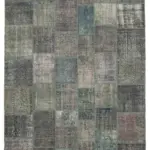 Patchwork Mavi Pamuk Üzerine Yün El Dokuma Kilim-253x352