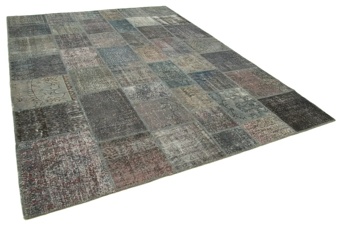 Patchwork Mavi Pamuk Üzerine Yün El Dokuma Kilim-253x352 - Görsel 2