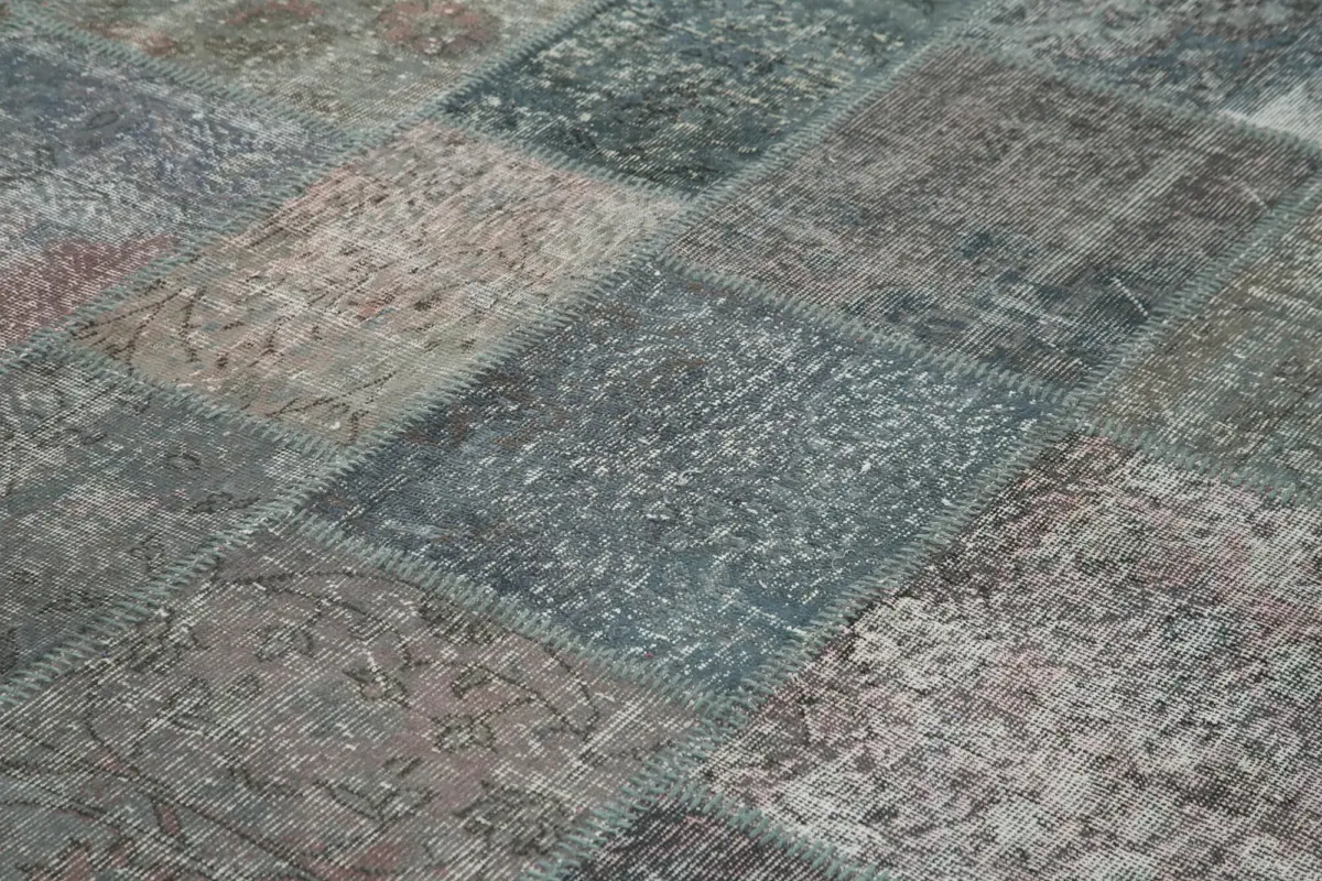 Patchwork Mavi Pamuk Üzerine Yün El Dokuma Kilim-253x352 - Görsel 5