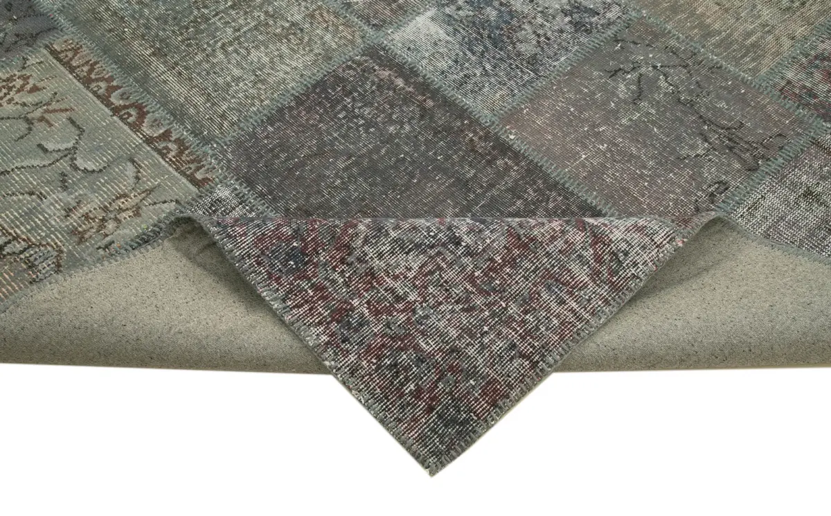 Patchwork Mavi Pamuk Üzerine Yün El Dokuma Kilim-253x352 - Görsel 6
