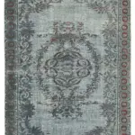 Oyma Gri Pamuk Üzerine Yün El Dokuma Kilim-175x265