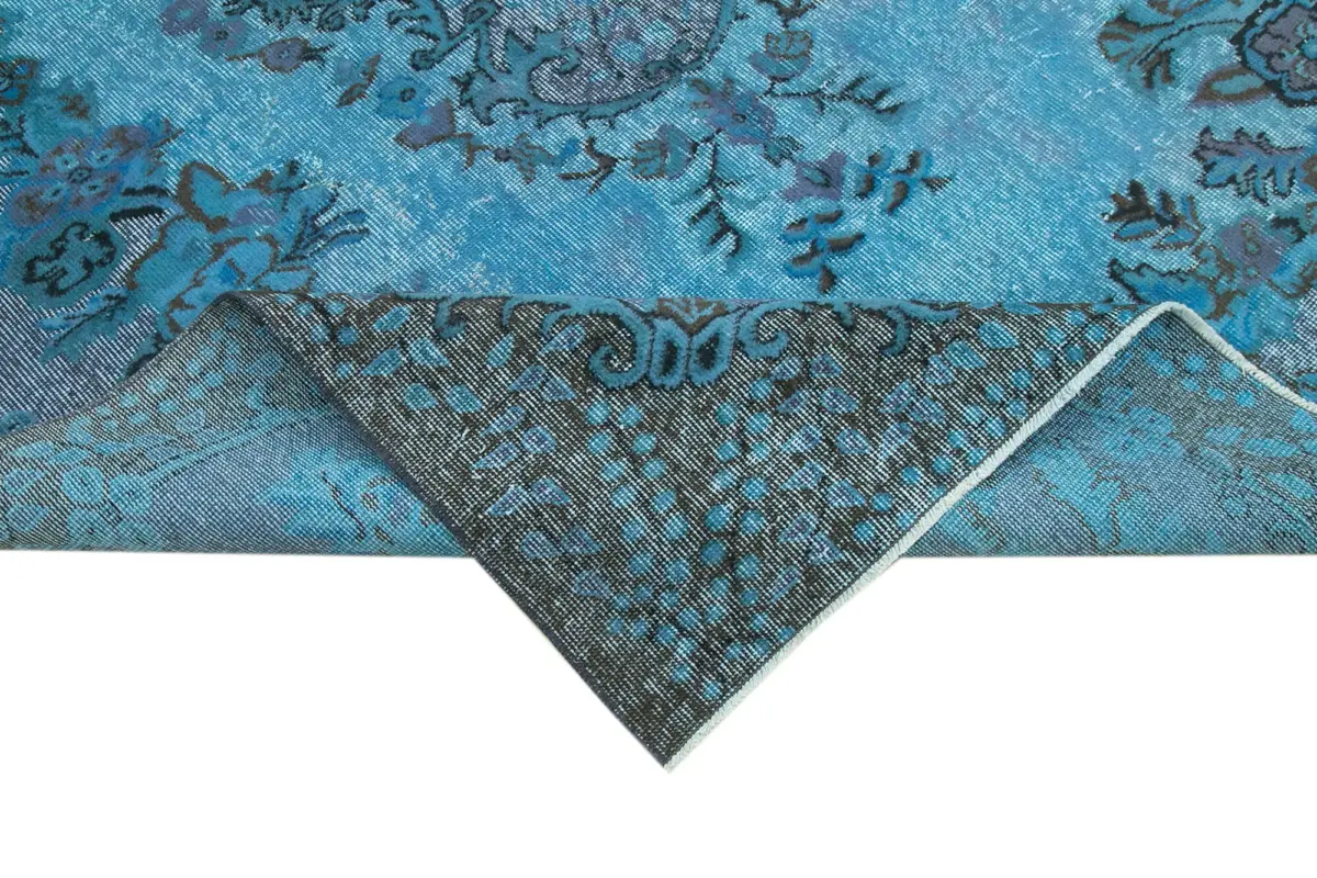 Oyma Mavi Pamuk Üzerine Yün El Dokuma Kilim-190x298 - Görsel 6