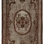 Oyma Kahverengi Pamuk Üzerine Yün El Dokuma Kilim-214x323