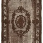 Oyma Kahverengi Pamuk Üzerine Yün El Dokuma Kilim-195x313