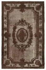 Oyma Kahverengi Pamuk Üzerine Yün El Dokuma Kilim-195x313