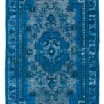 Oyma Mavi Pamuk Üzerine Yün El Dokuma Kilim-172x289
