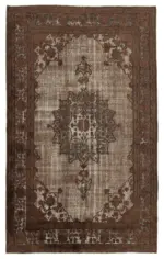 Oyma Kahverengi Pamuk Üzerine Yün El Dokuma Kilim-204x335